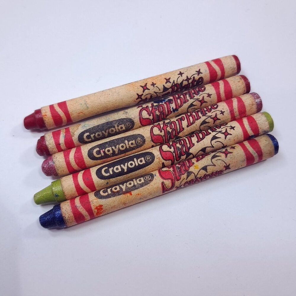 Vintage Crayola‎ Star Brite Crayon set 5 crayons Made USA Binney & Smith 90s